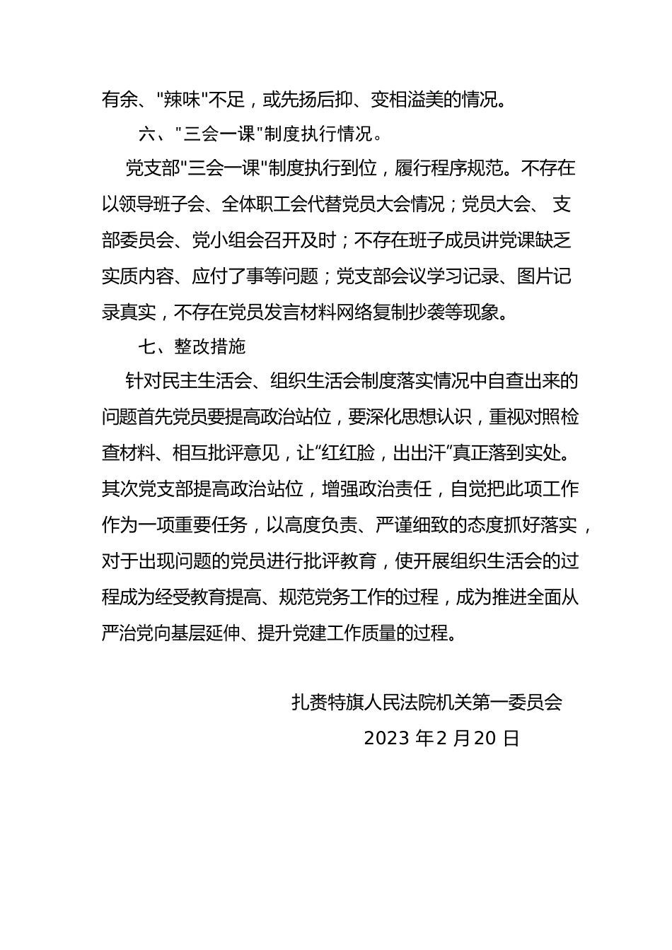 扎赉特旗人民法院机关第一党支部党务工作自查报告.docx_第3页