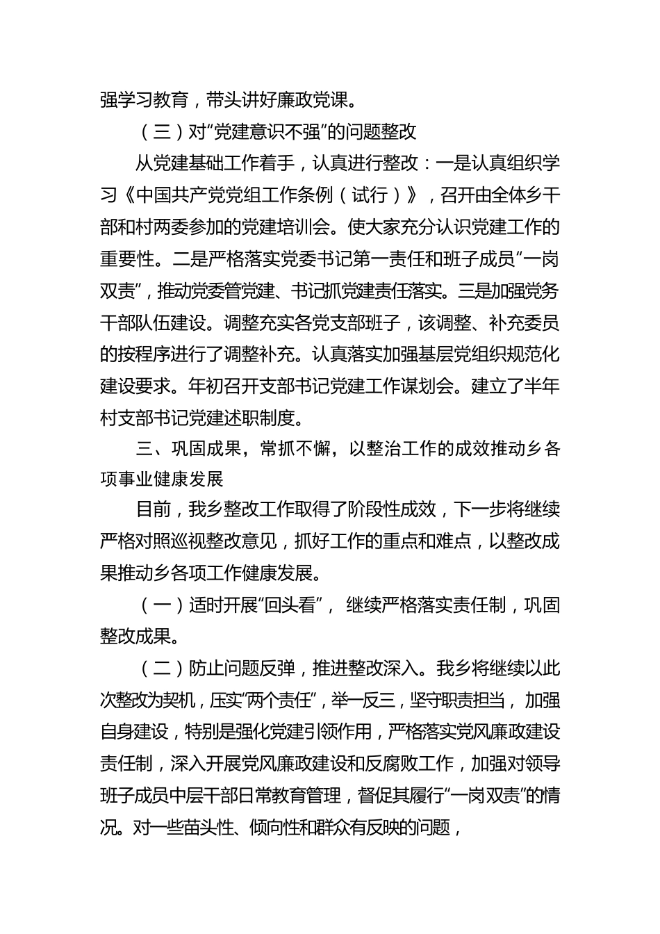 XX乡委员会关于巡察整改工作进展情况的报告(20230504).docx_第3页