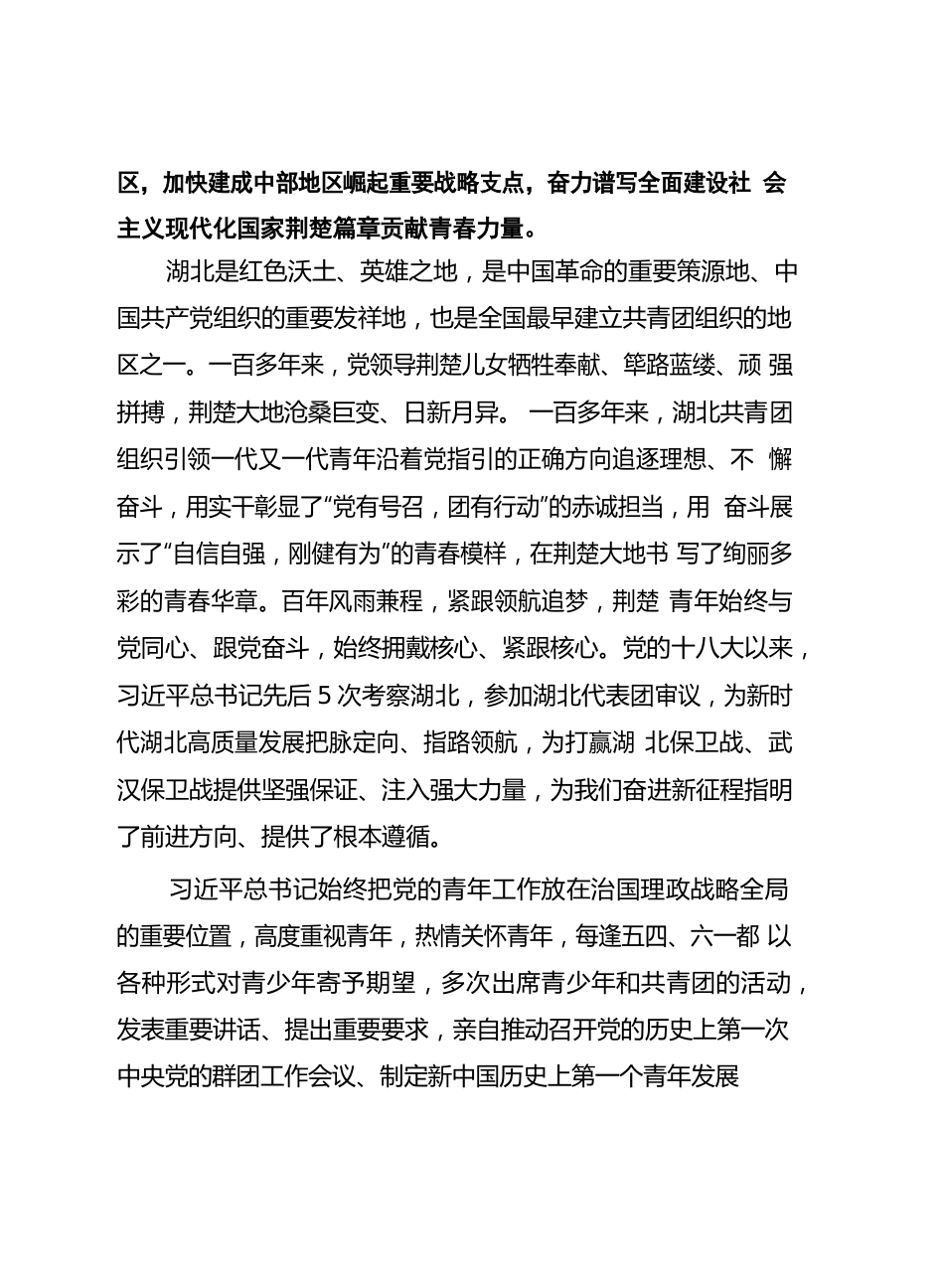 在共青团湖北省第十五次代表大会上的报告（2023年共青团报告）.docx_第2页