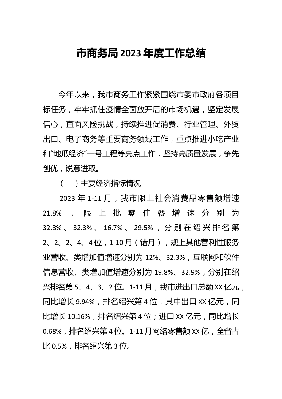 市商务局2023年度工作总结.docx_第1页