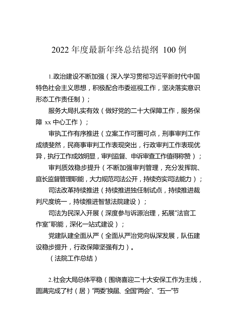 2022年度最新年终总结提纲100例.docx_第1页