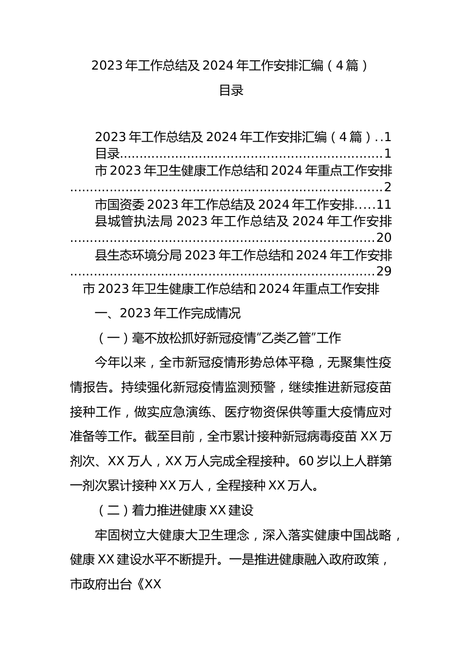 2023年工作总结及2024年工作安排汇编（4篇）.docx_第1页