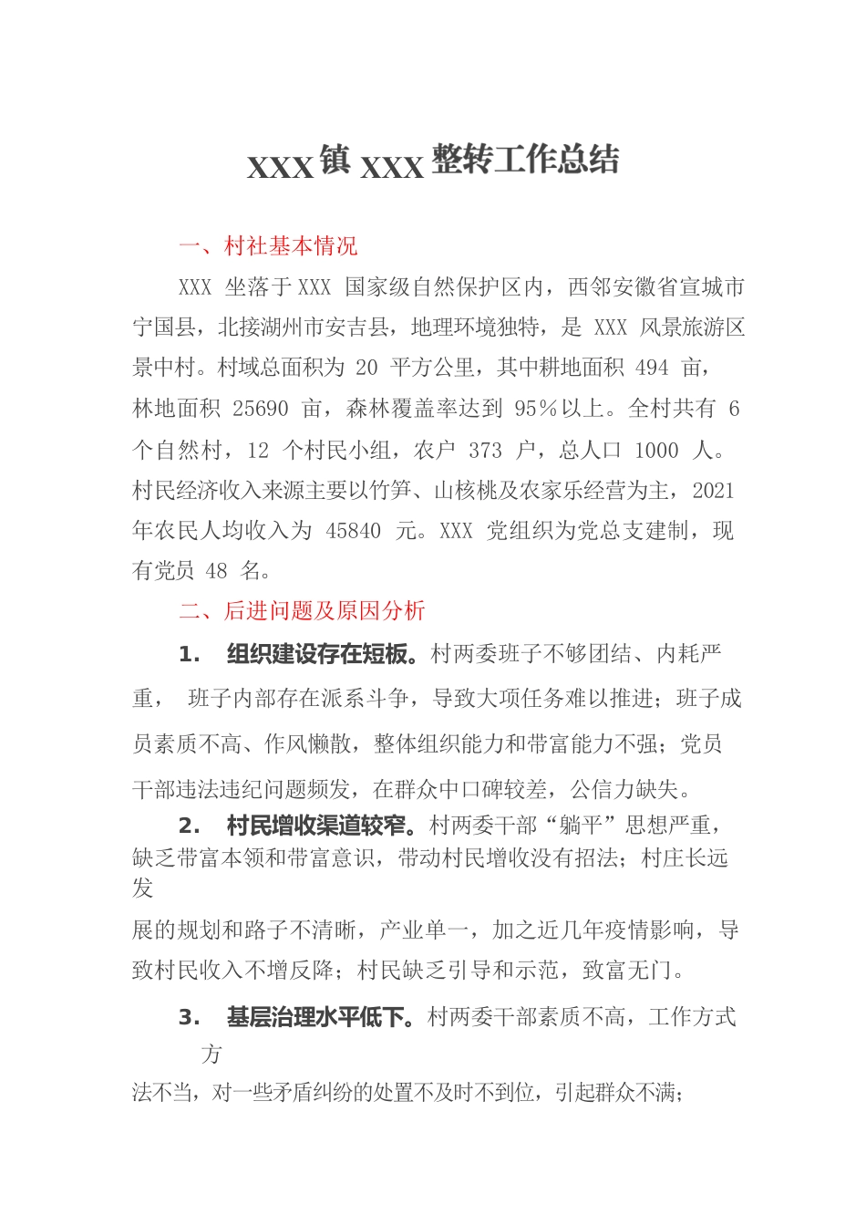 村后进党组织整转总结.docx_第1页