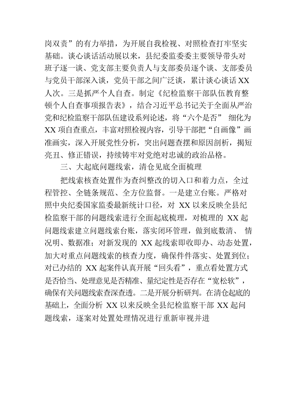 纪委监委纪检监察干部队伍教育整顿检视整治环节工作汇报.docx_第3页