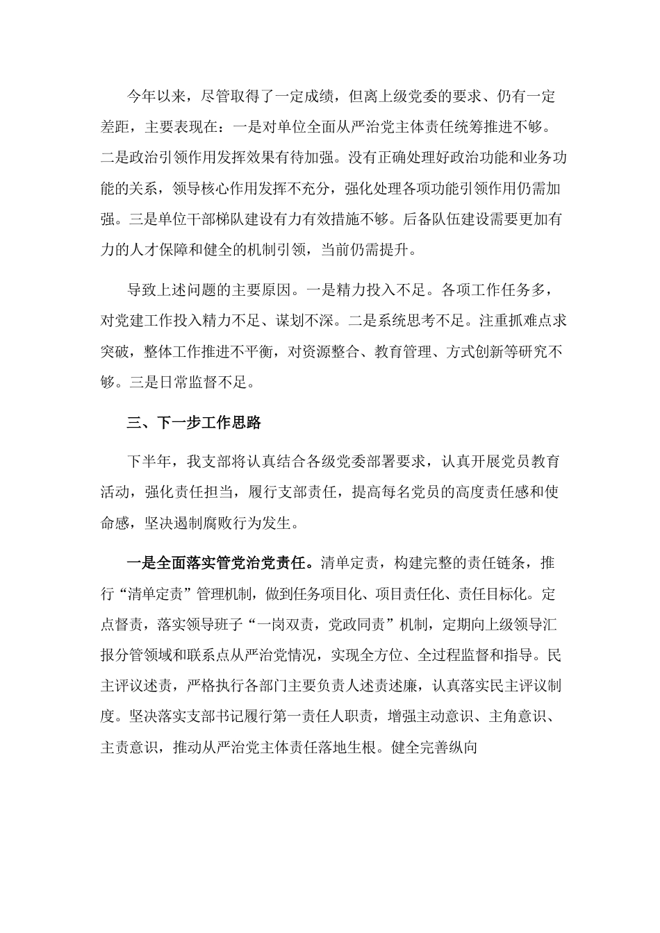 国企党支部书记履行全面从严治党主体责任半年工作汇报.docx_第3页