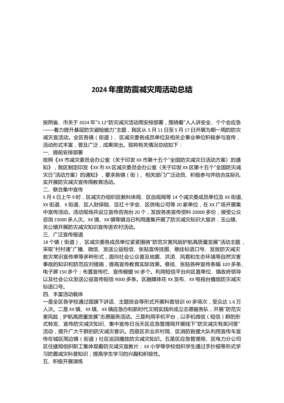 2024年度防震减灾周活动总结.docx_第1页