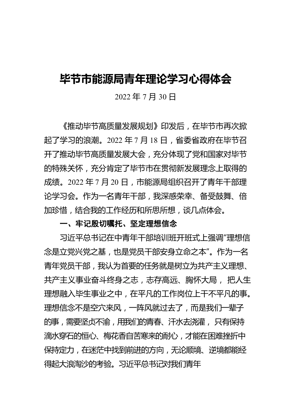 XX市能源局青年理论学习心得体会（20220730）.docx_第1页