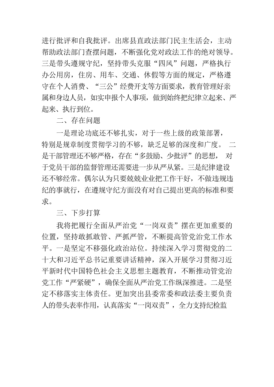 履行全面从严治党和党风廉政建设“一岗双责”情况报告.docx_第3页