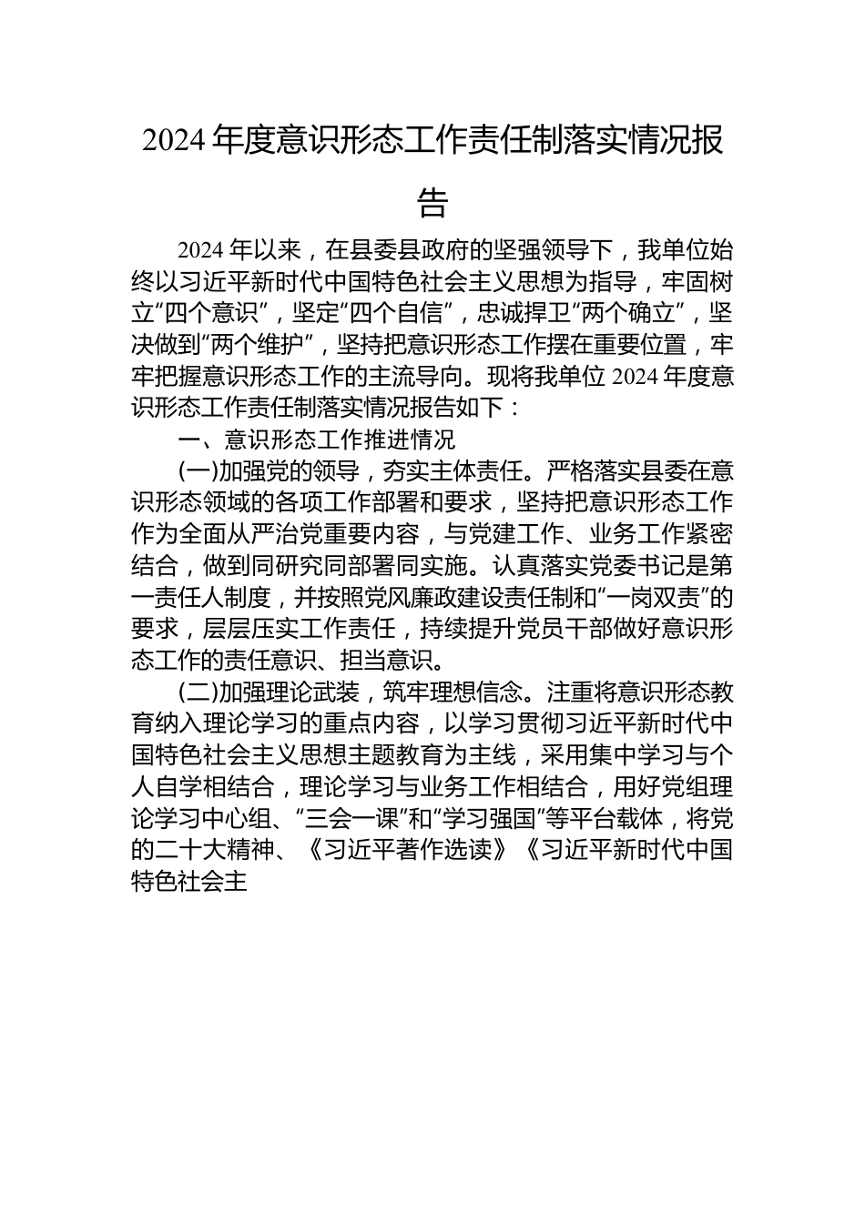 2024年度意识形态工作责任制落实情况报告.docx_第1页