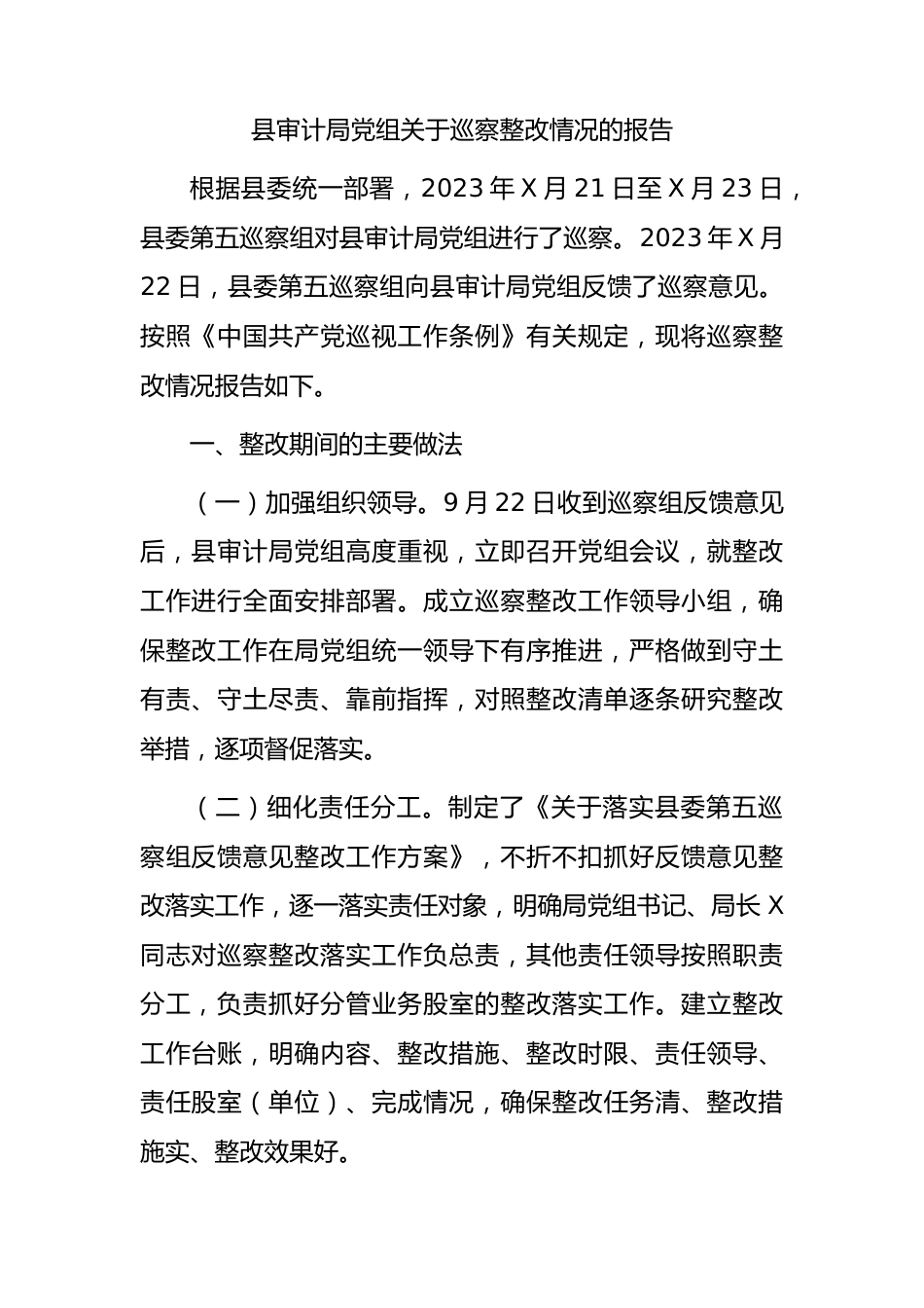 县审计系统巡察整改情况报告（1万字总结）.docx_第1页