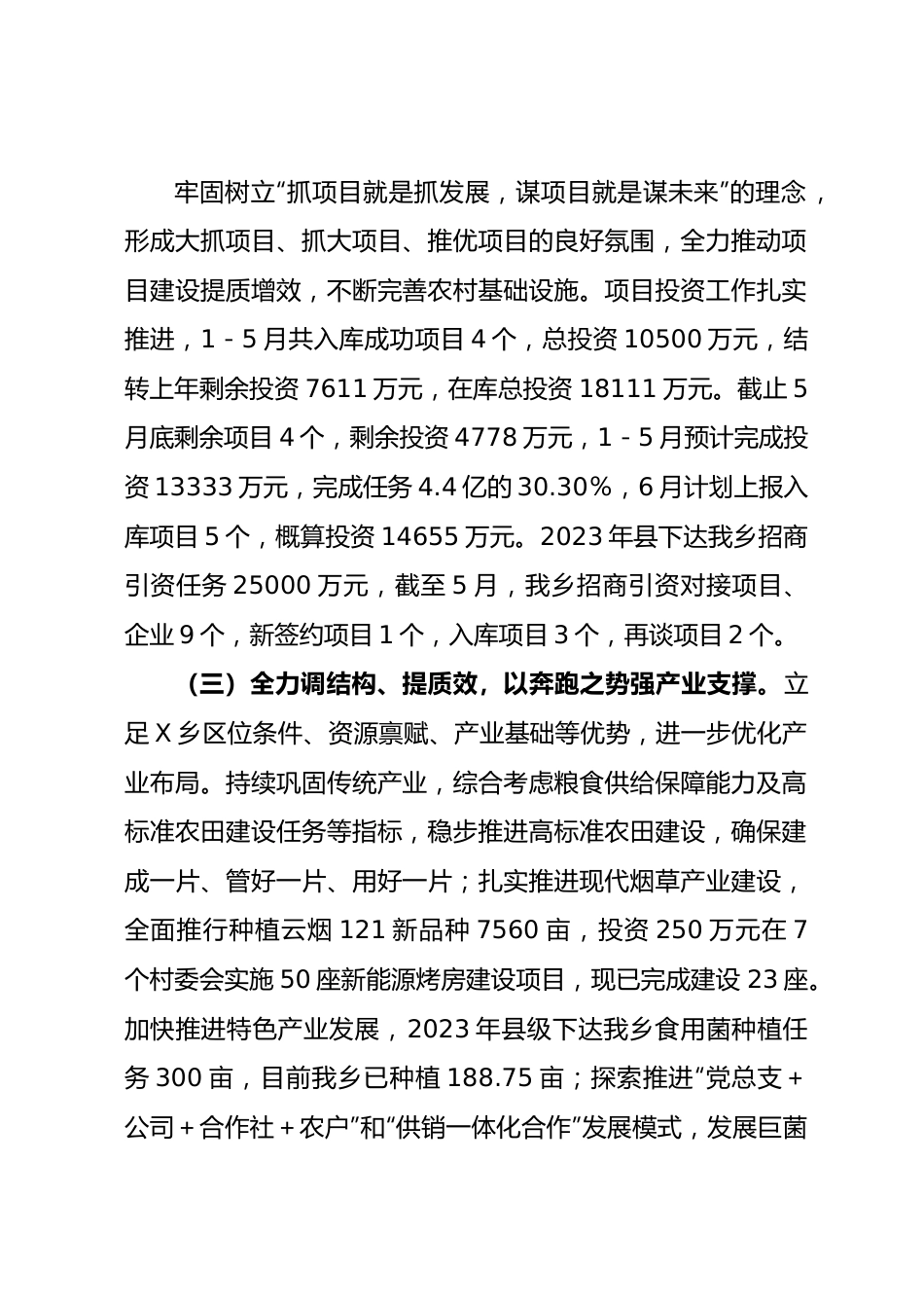 乡2023年政府工作报告主要工作任务分解立项督查清单落实情况报告.docx_第2页