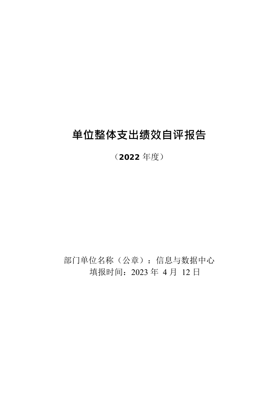 2022年整体支出绩效自评报告-信息与数据中心.docx_第1页