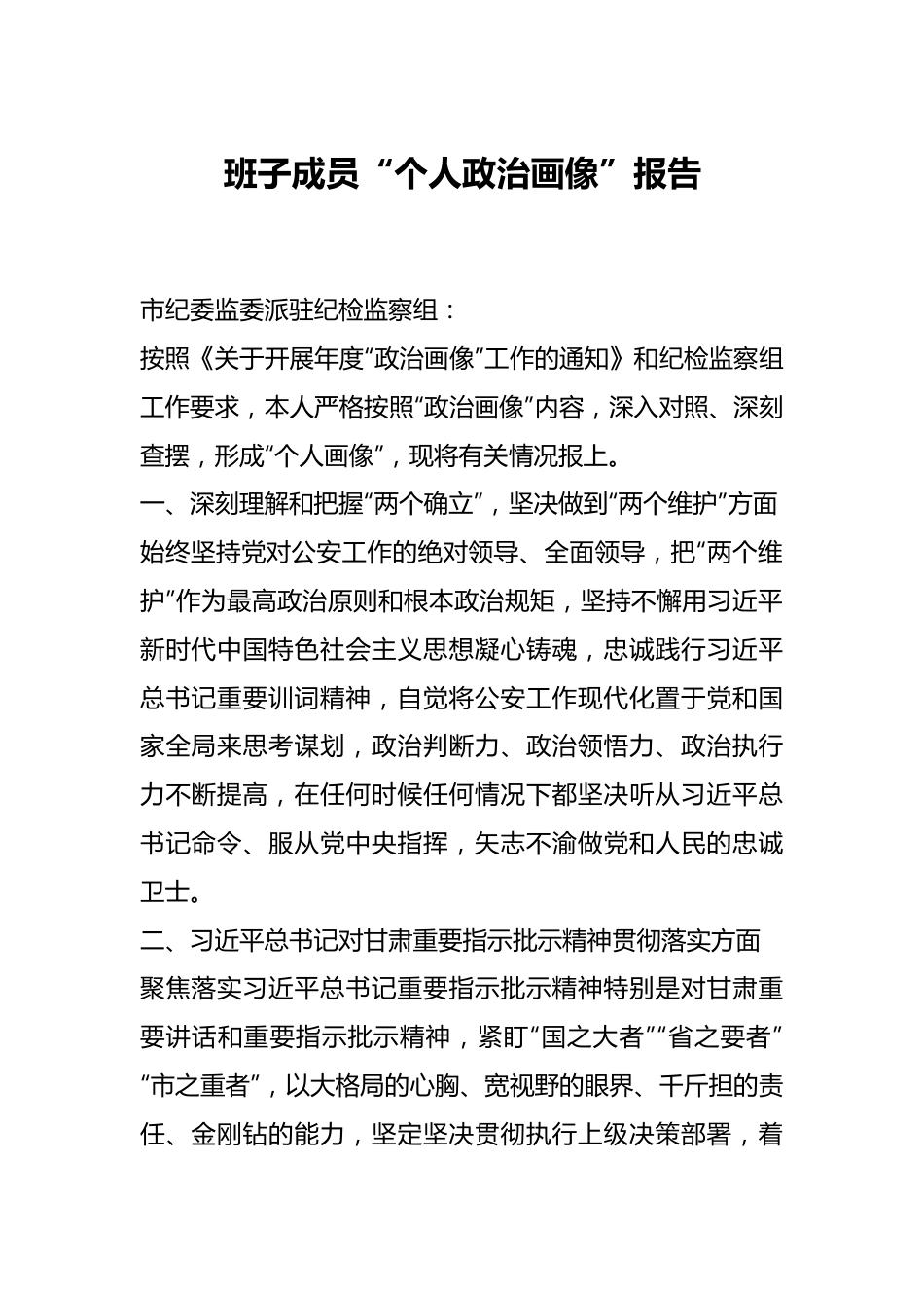 班子成员“个人政治画像”报告.docx_第1页