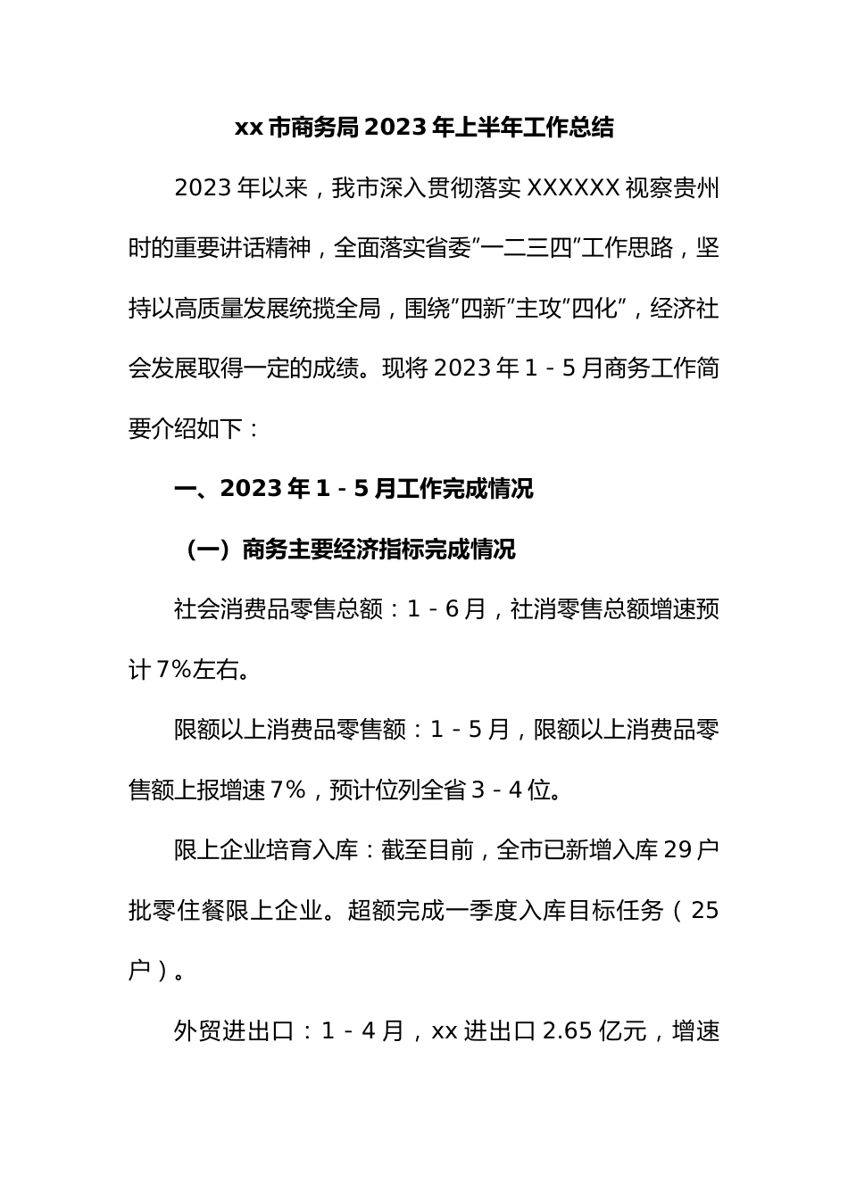 市商务局2023年上半年工作总结.docx_第1页