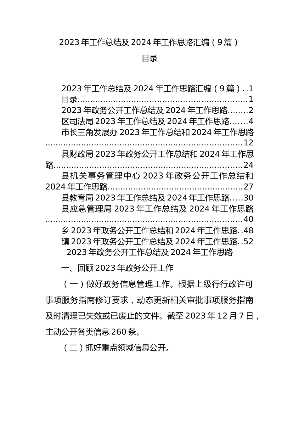 2023年工作总结及2024年工作思路汇编（9篇）.docx_第1页