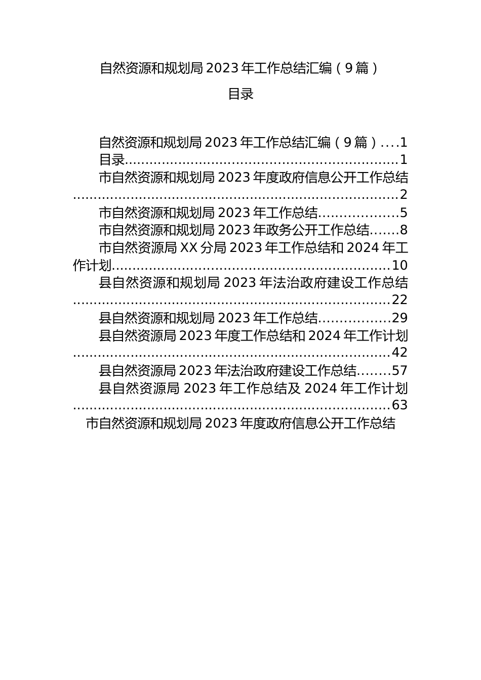 自然资源和规划局2023年工作总结汇编（9篇）.docx_第1页