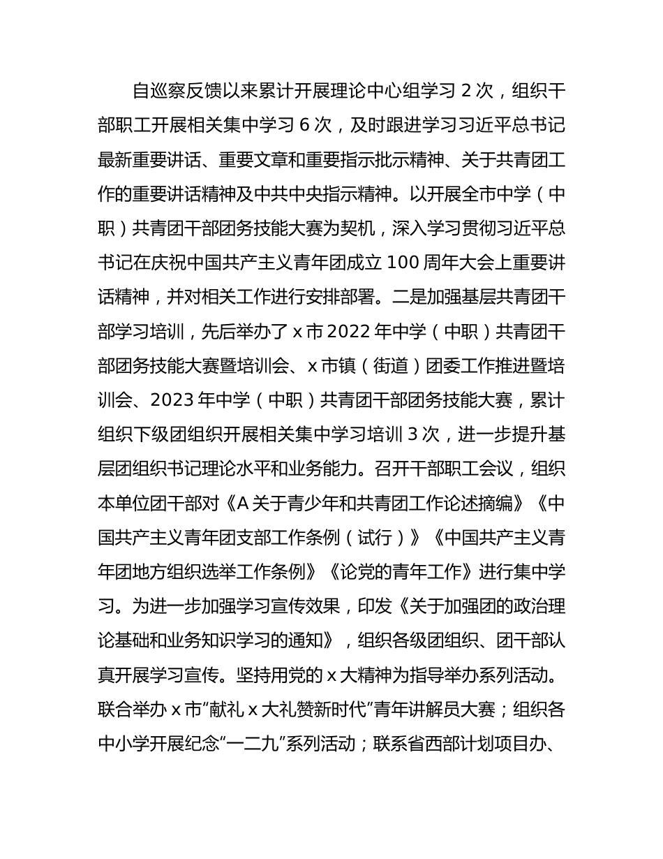 共青团巡察整改进展情况总结报告5800字.docx_第3页