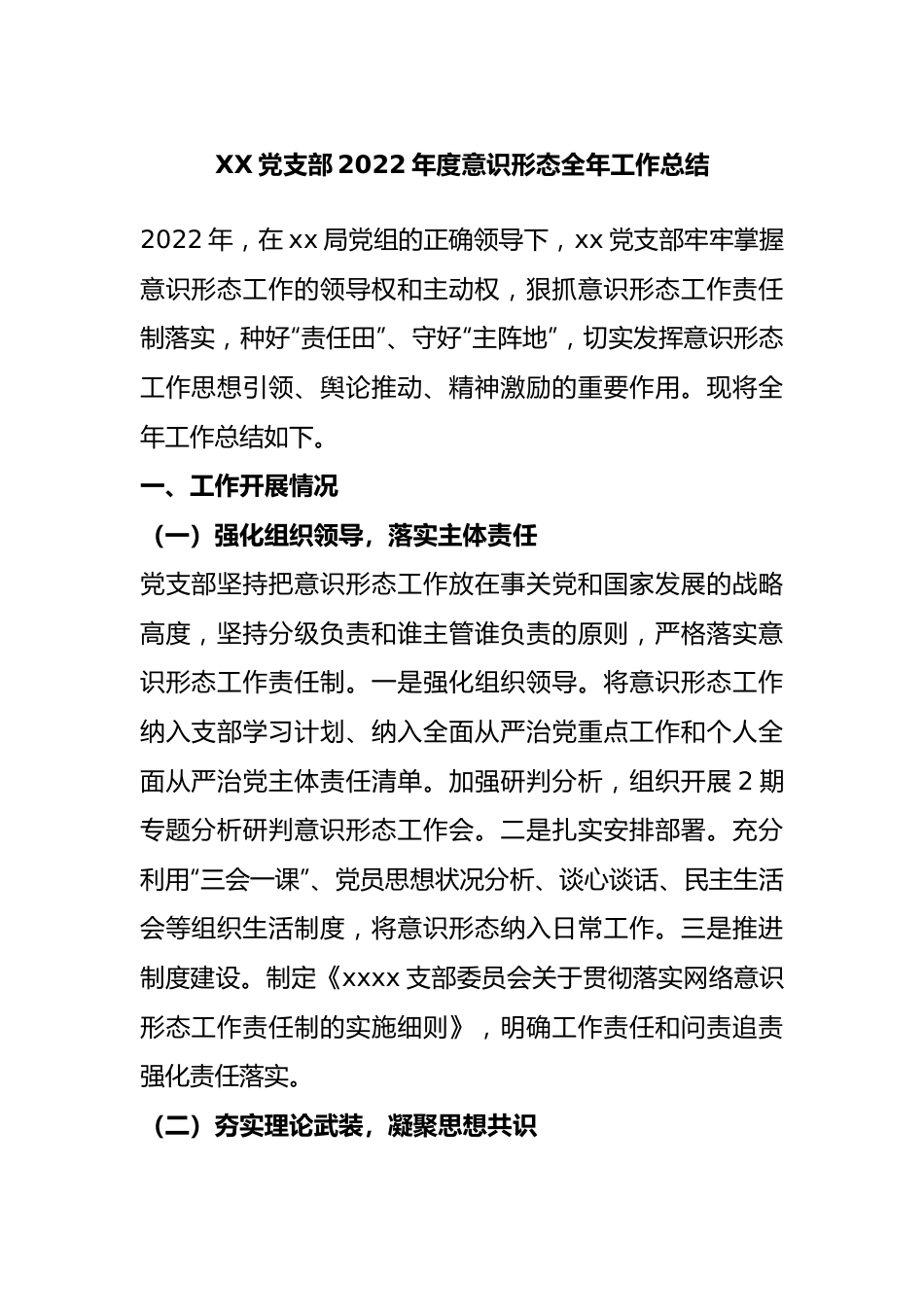 党支部2022年度意识形态全年工作总结.docx_第1页