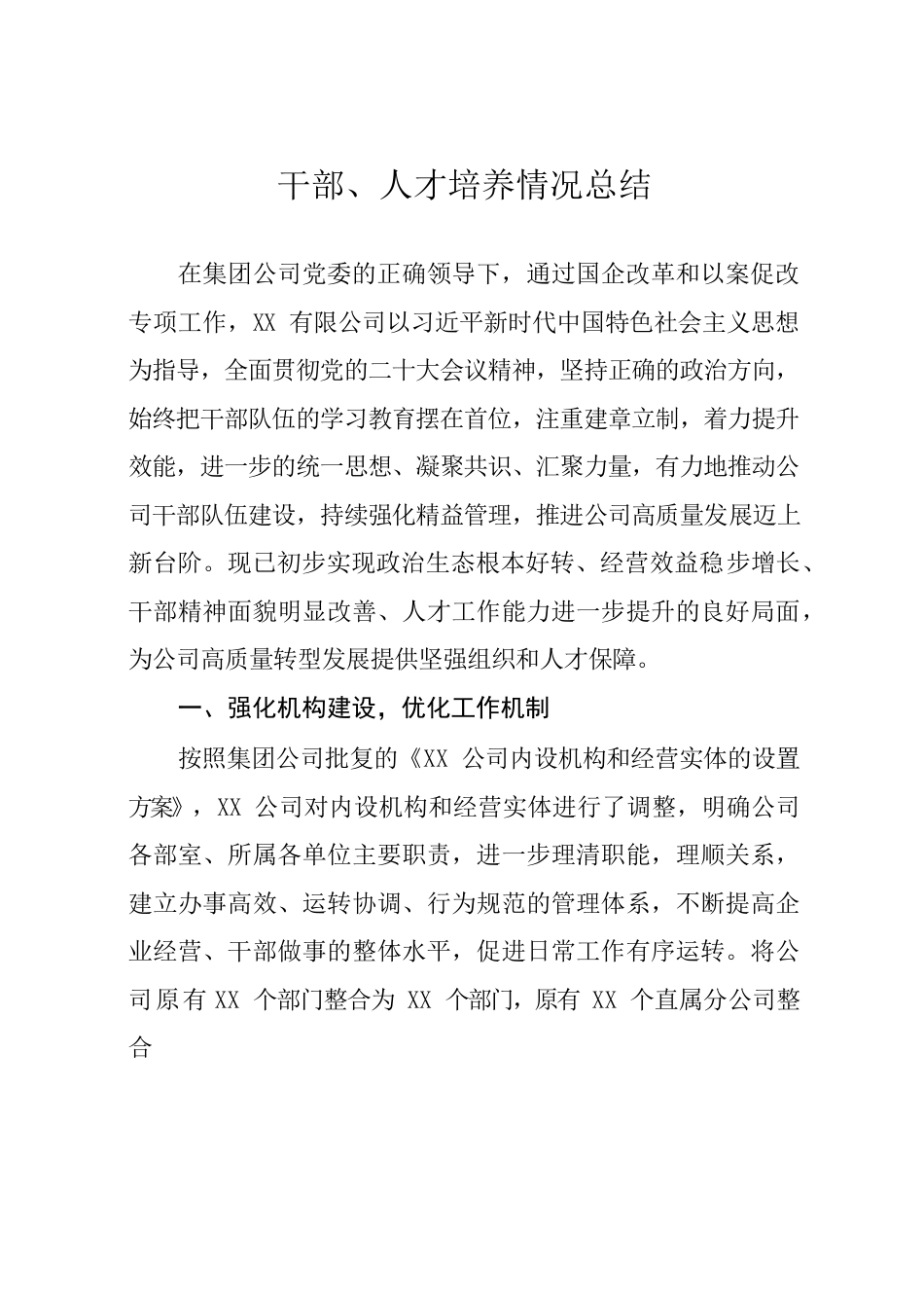 干部人才建设情况总结.docx_第1页