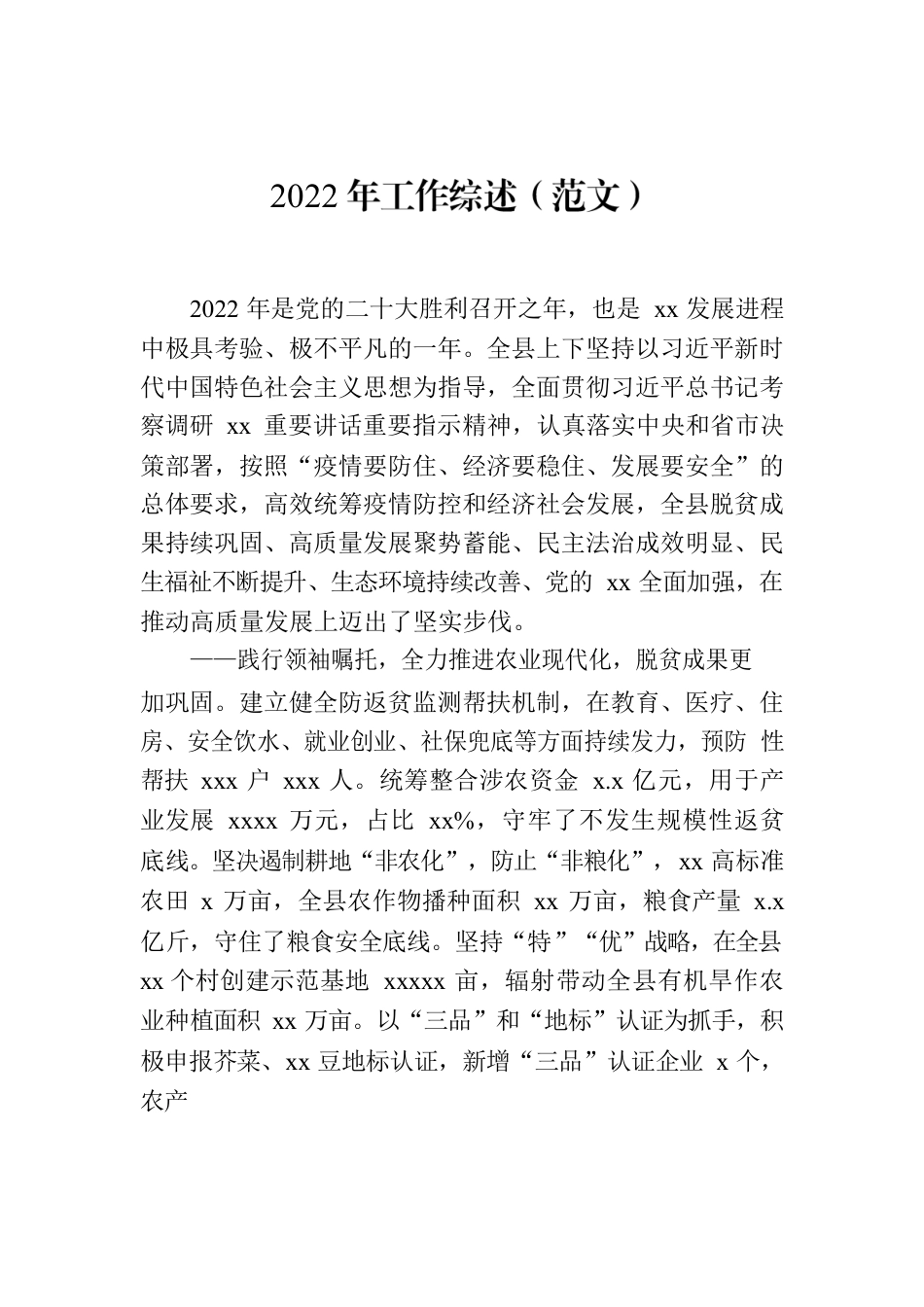 2022年工作综述（范文）.docx_第1页