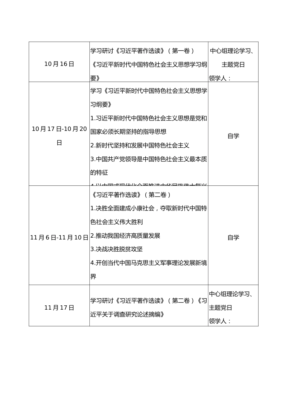 工业园区学习贯彻习近平新时代中国特色社会主义思想主题教育学习计划表.doc_第2页