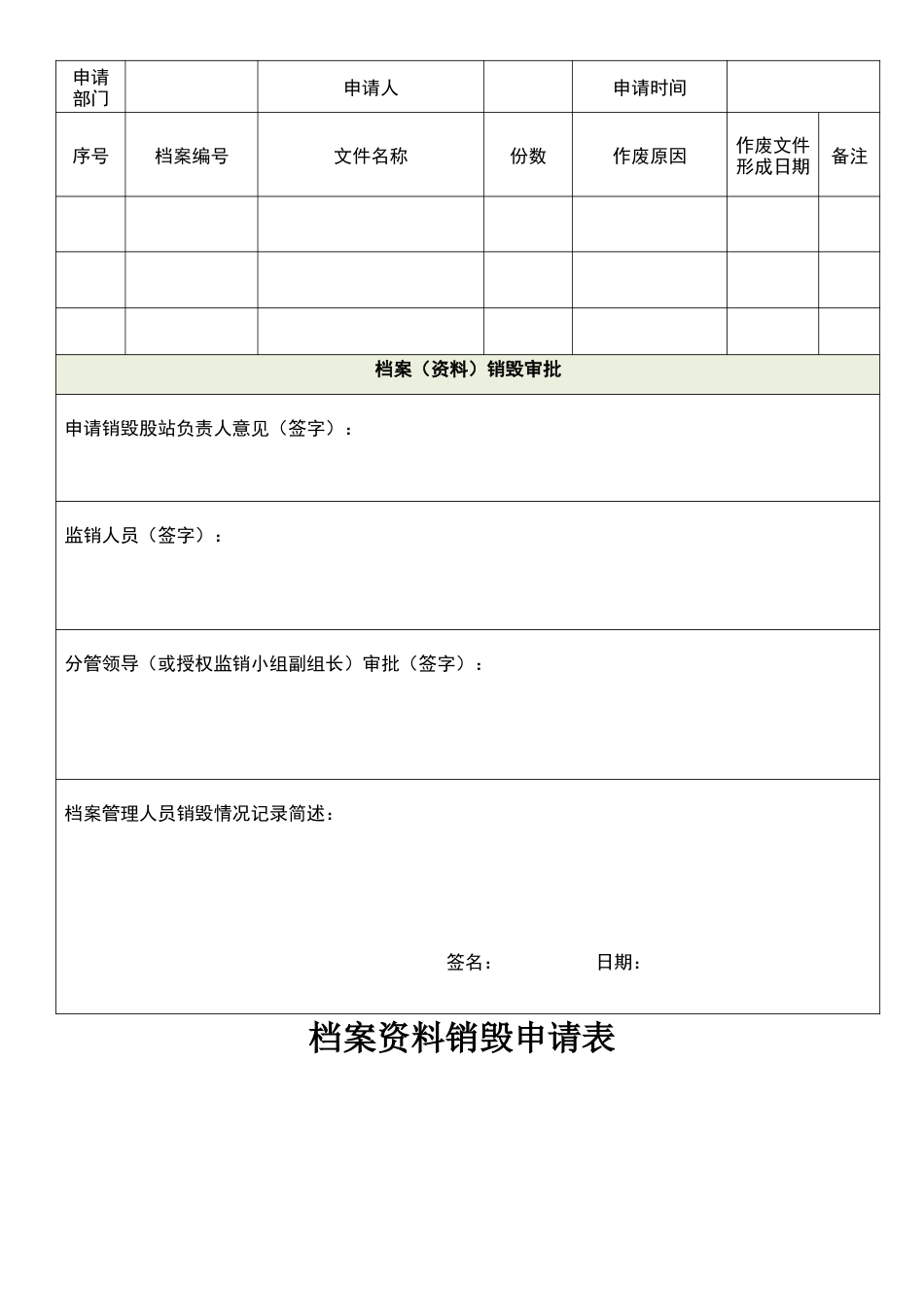 档案资料销毁申请表.docx_第1页