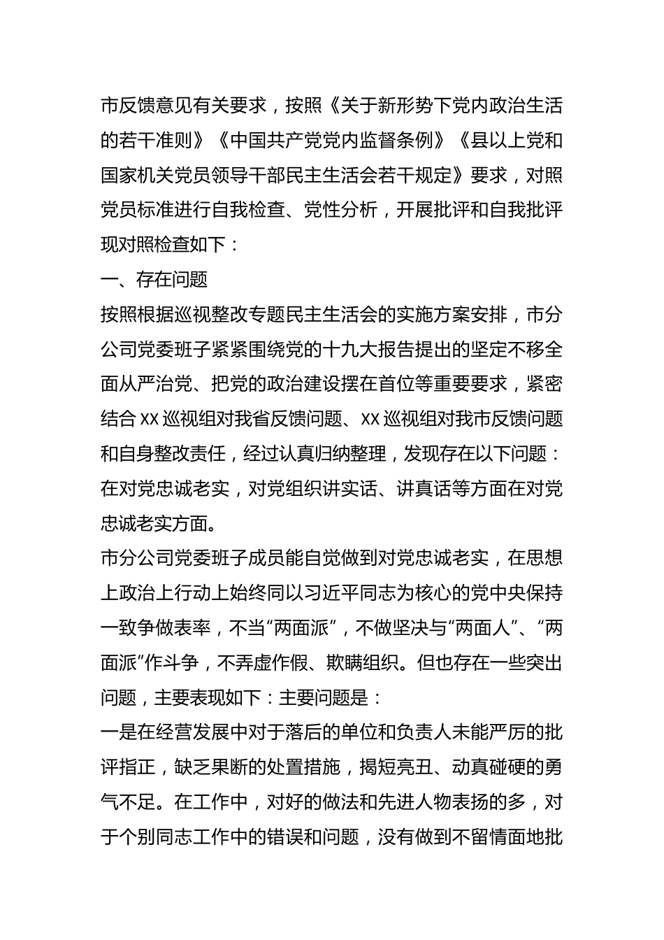 （5篇）企业领导班子巡视整改专题民主生活会对照检查材料.docx_第3页