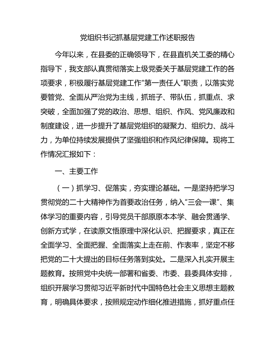 党组织书记抓基层党建工作述职报告.docx_第1页