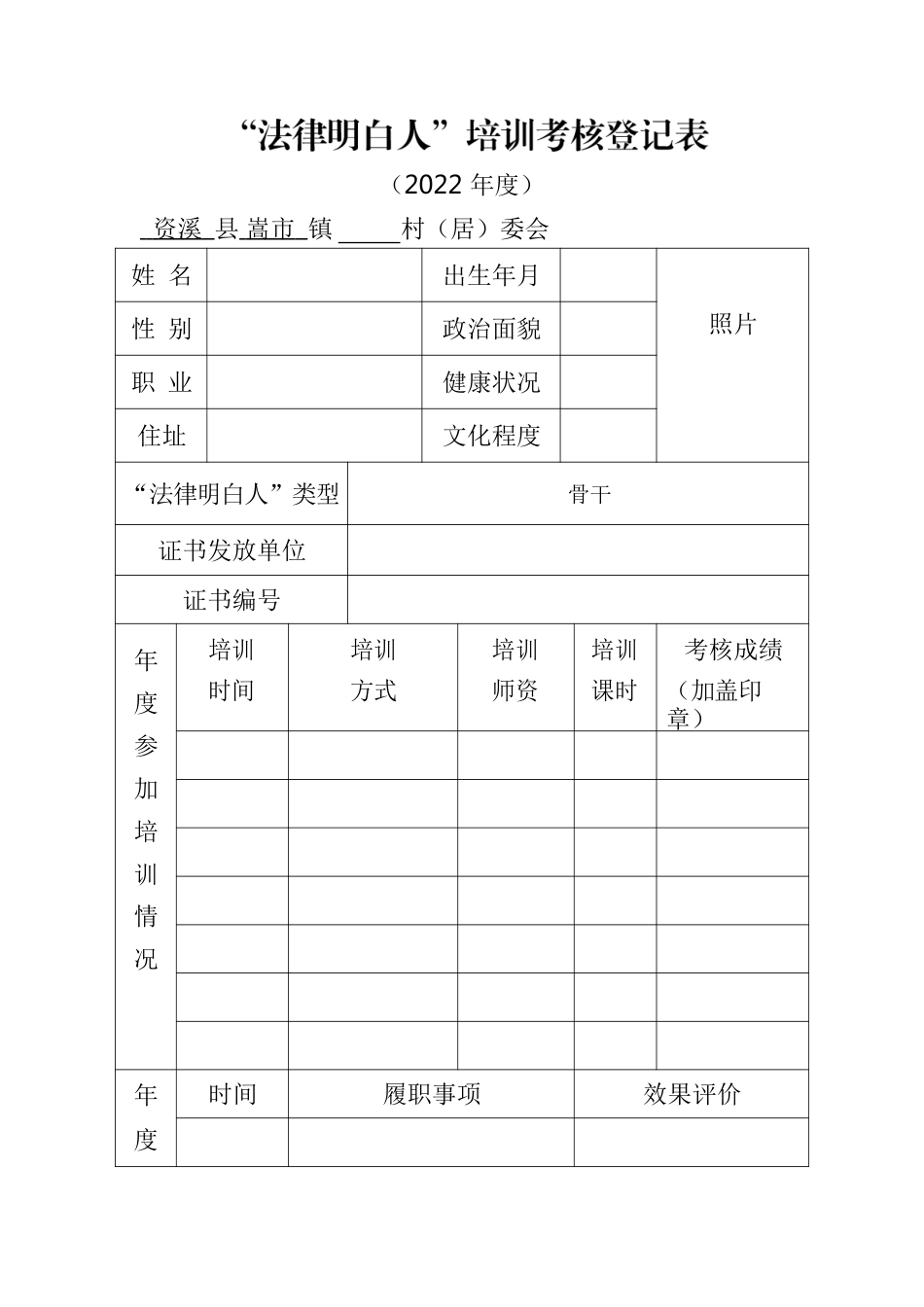 法律明白人培训考核登记表.docx_第1页