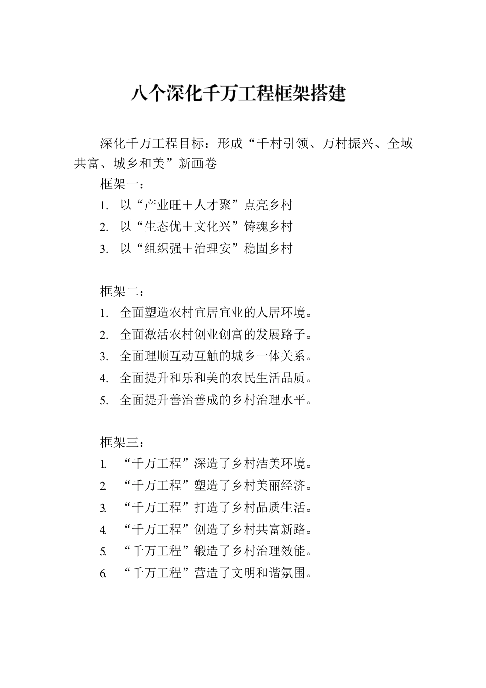 八个深化千万工程框架搭建.docx_第1页