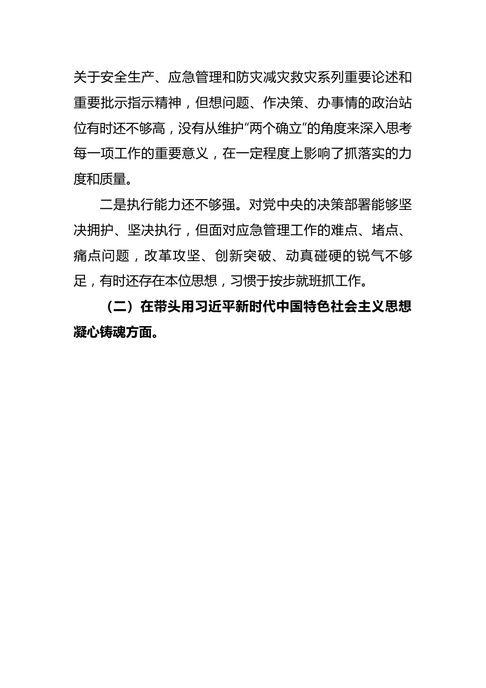 市应急管理局领导班子2022年度民主生活会对照检查材料.docx_第3页