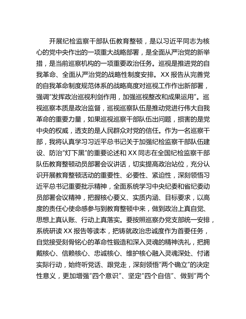 20230322：巡察干部在纪检监察干部队伍教育整顿研讨会上的发言材料.docx_第2页