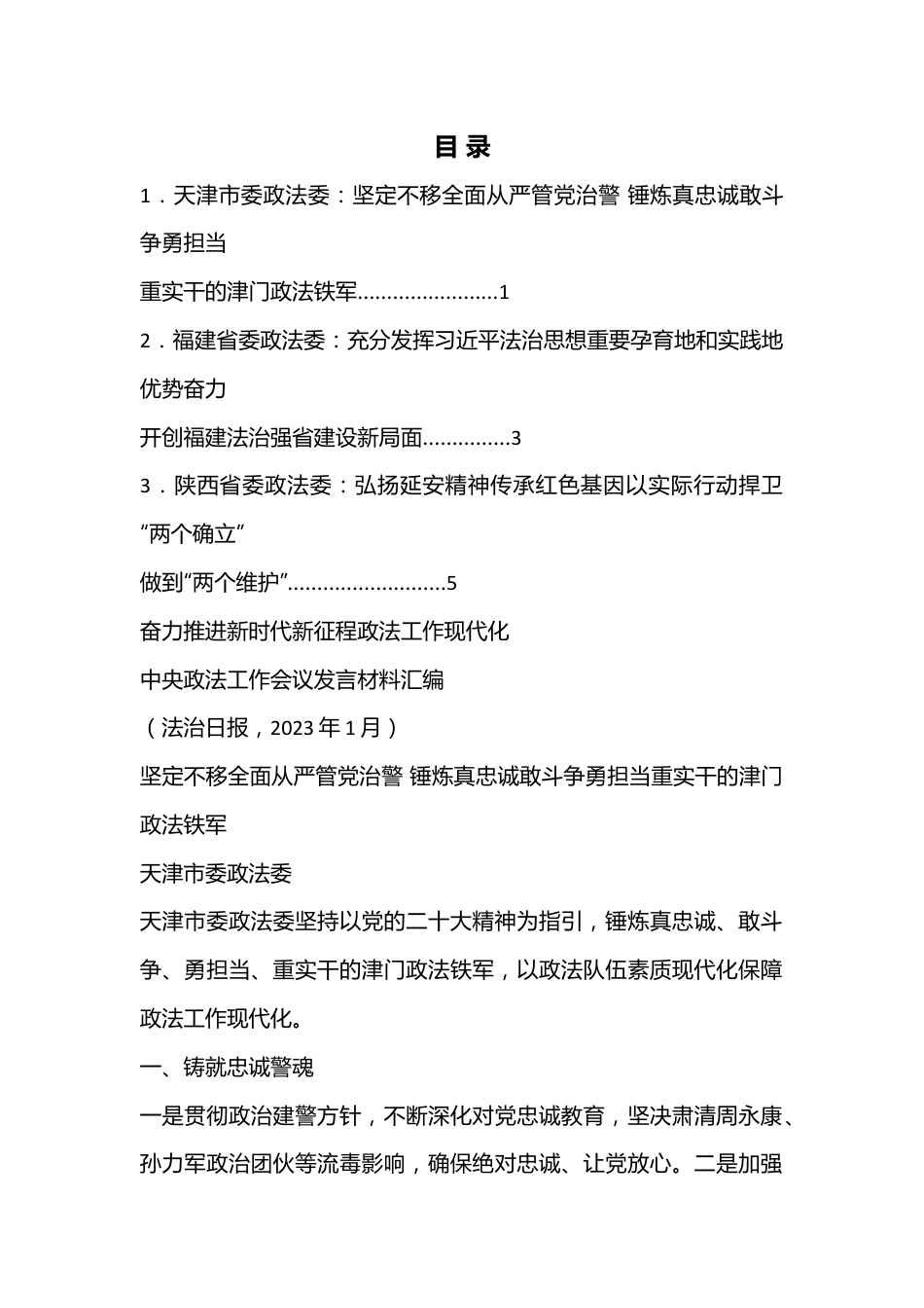 （3篇）中央政法工作会议发言材料汇编（2023年）.docx_第1页