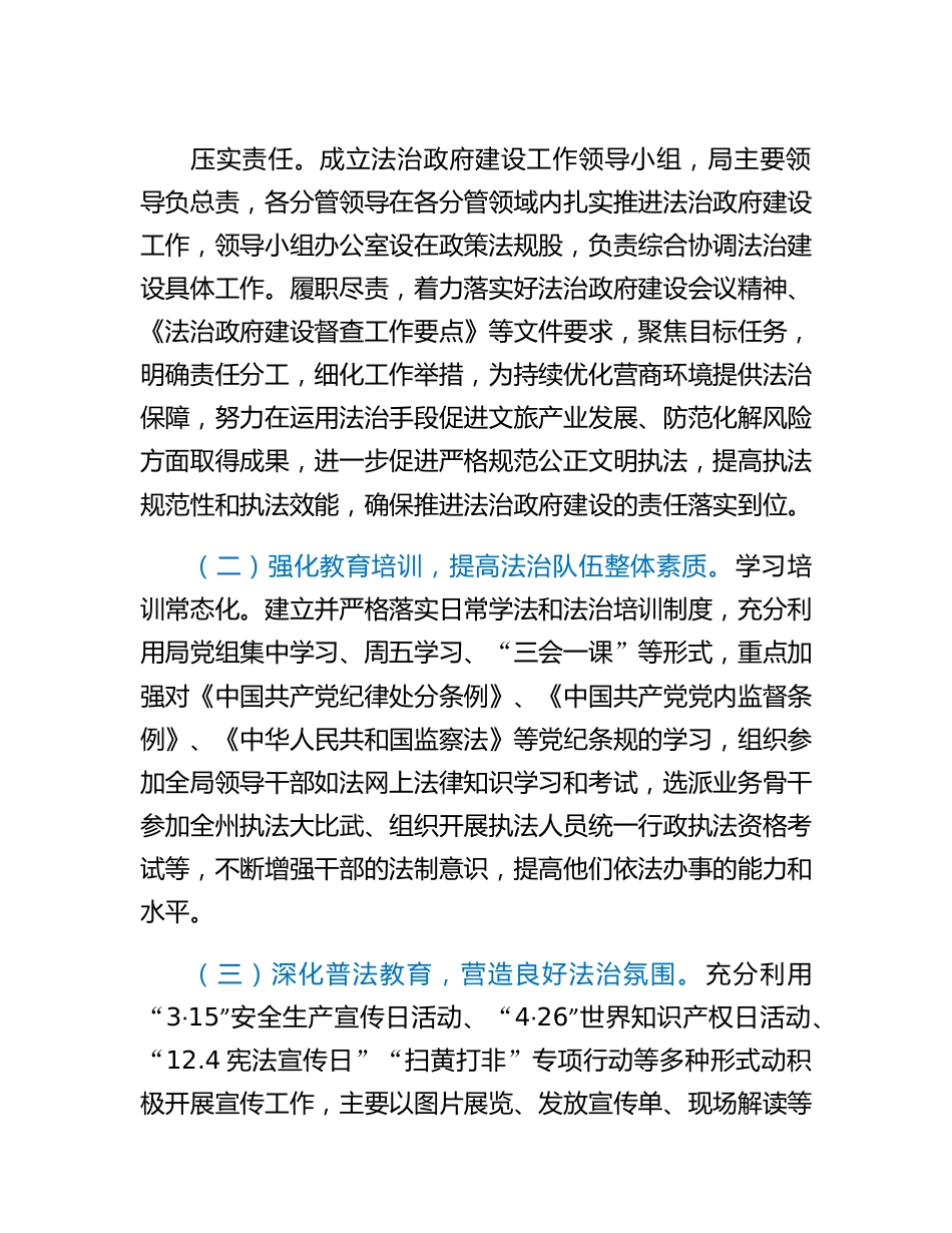 县文化旅游广电局推进法治建设第一责任人职责述职报告.docx_第2页