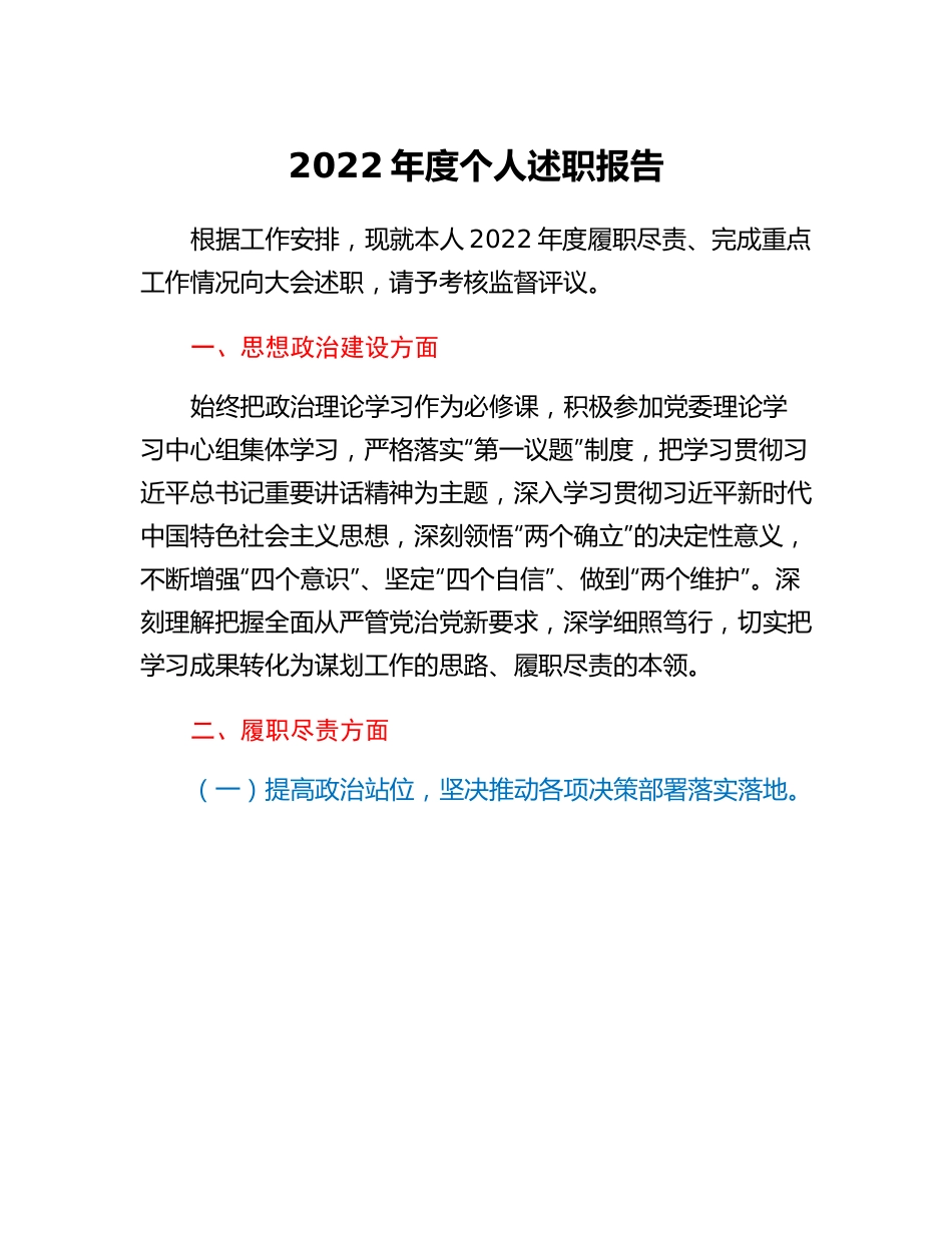 20230304：2022年度个人述职报告.docx_第1页