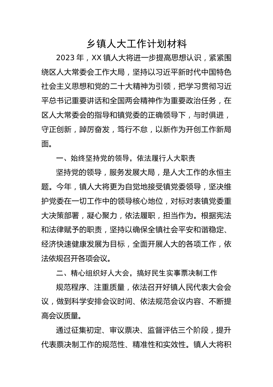 乡镇人大工作计划材料.docx_第1页