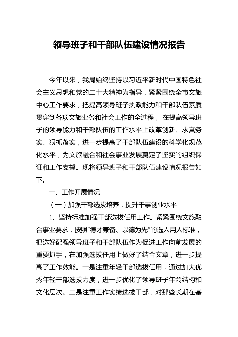 领导班子和干部队伍建设情况报告.docx_第1页