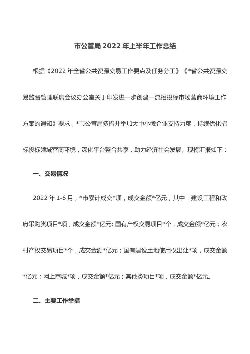 市公管局2022年上半年工作总结.docx_第1页