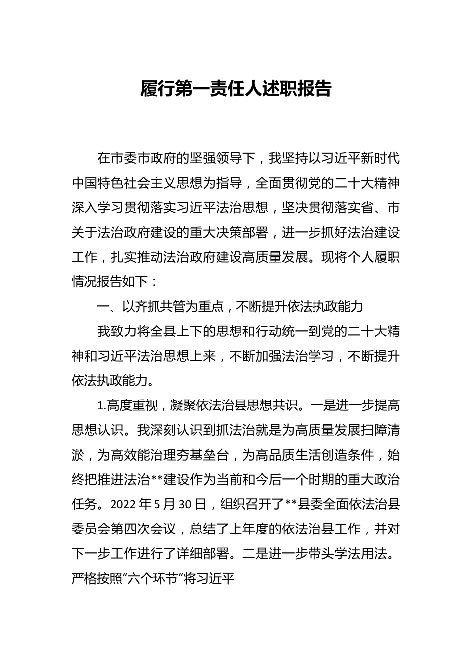 履行第一责任人述职报告.docx_第1页