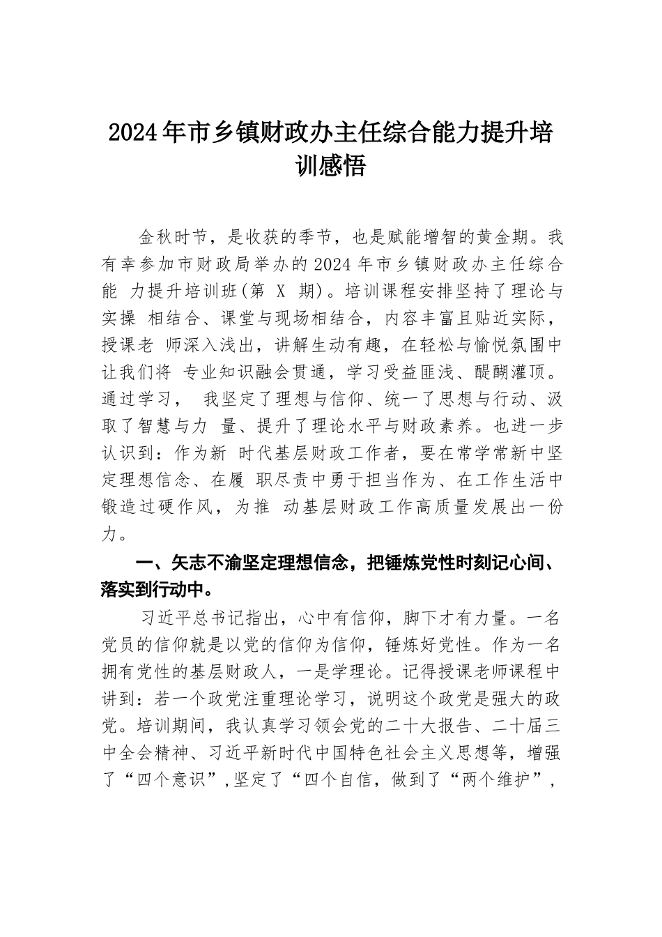 2024年市乡镇财政办主任综合能力提升培训感悟.docx.docx_第1页