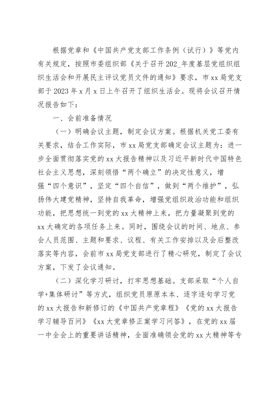 组织生活会召开和民主评议党员工作情况报告.docx_第2页