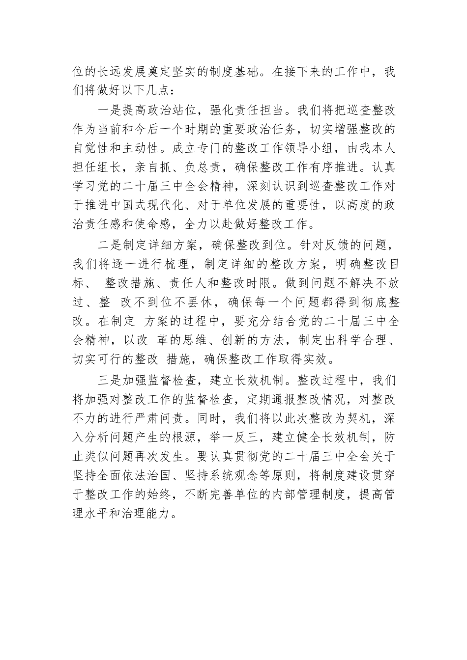 在2024年巡查整改工作情况反馈会上的表态发言.docx.docx_第2页