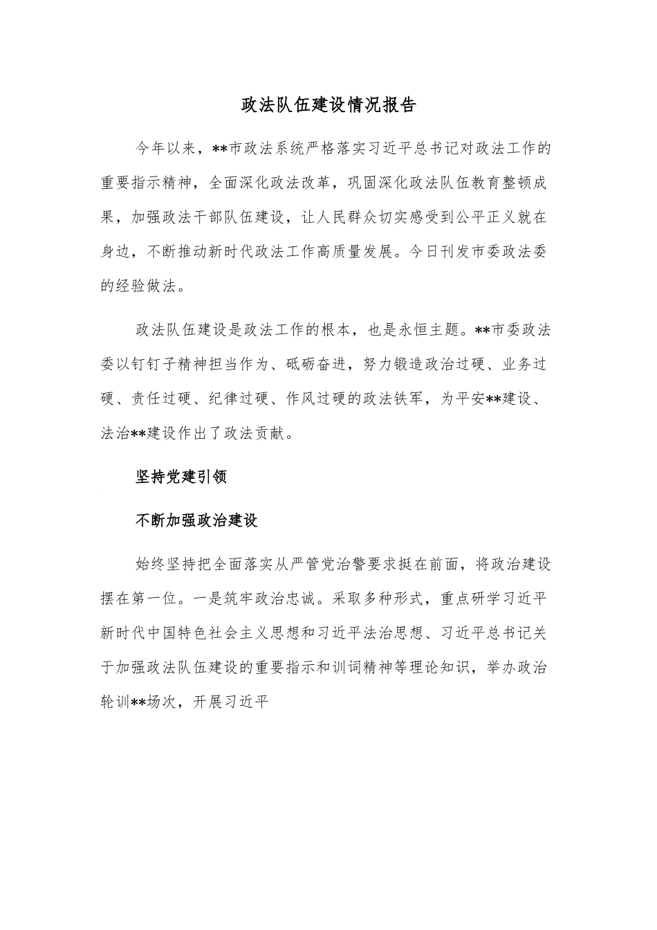 政法队伍建设情况报告.docx_第1页