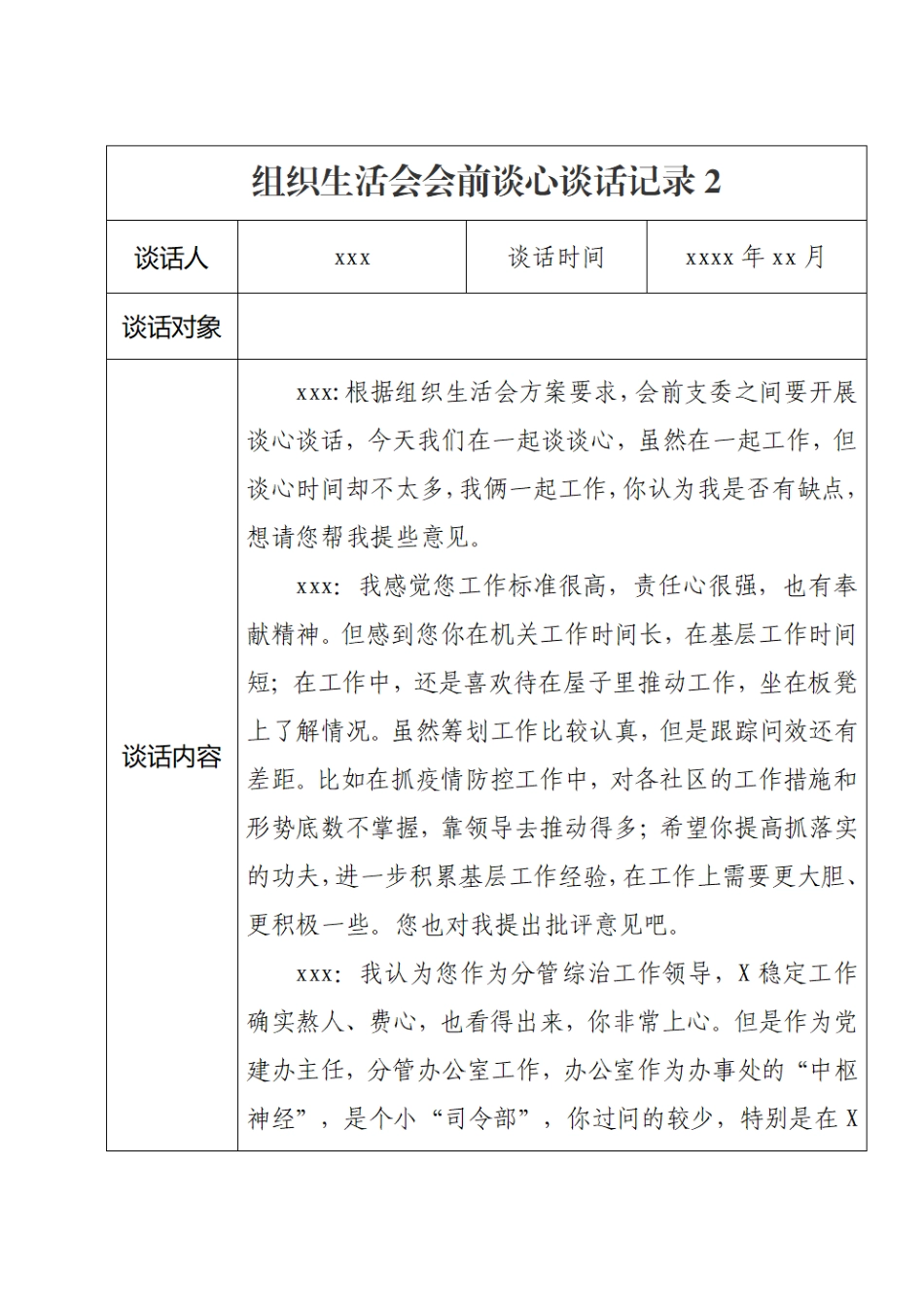 主题教育组织生活会会前谈心谈话记录汇编10篇（2023年8月）.pdf_第2页