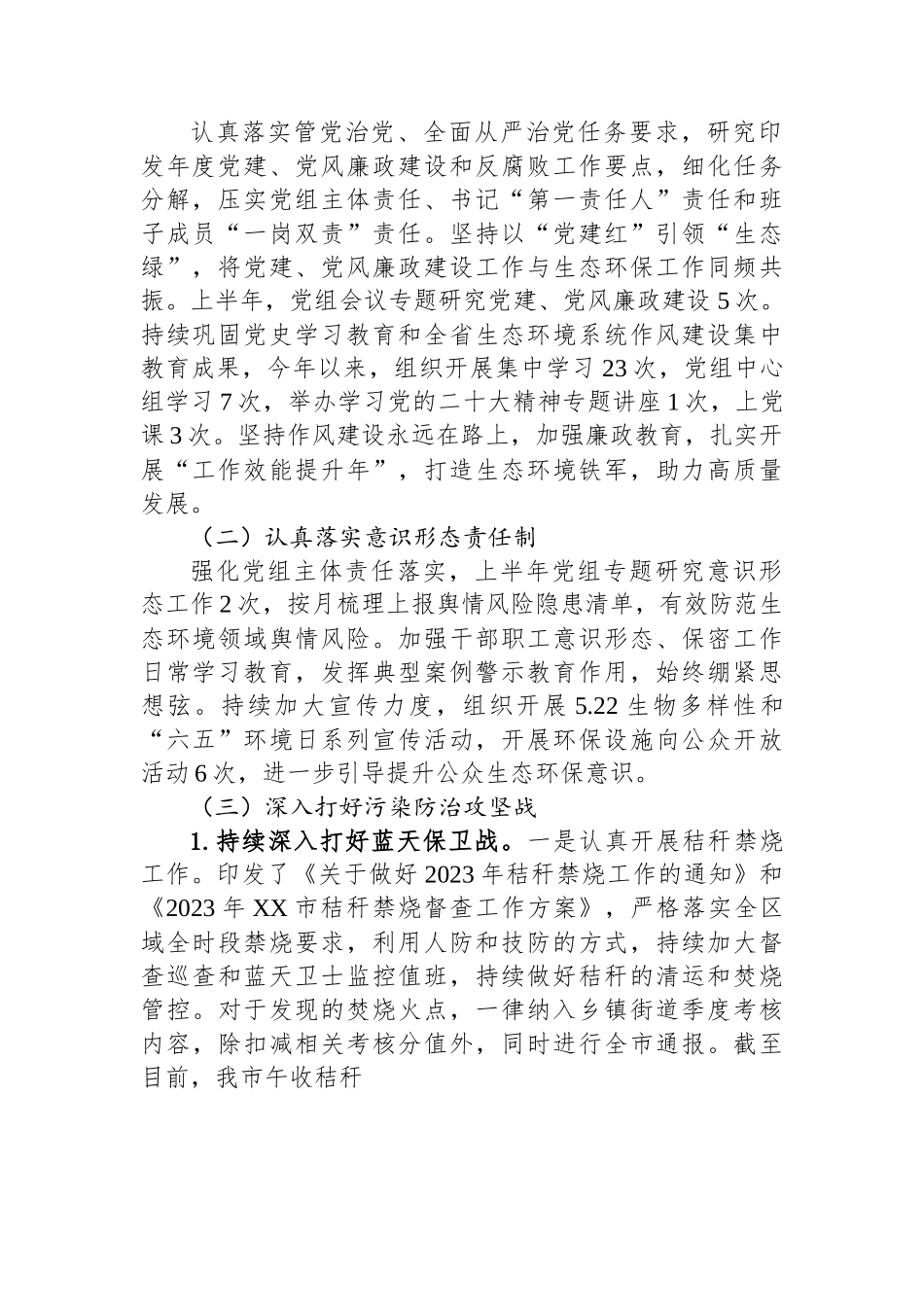 市生态环境分局2023年上半年工作总结及下半年工作计划.docx_第2页