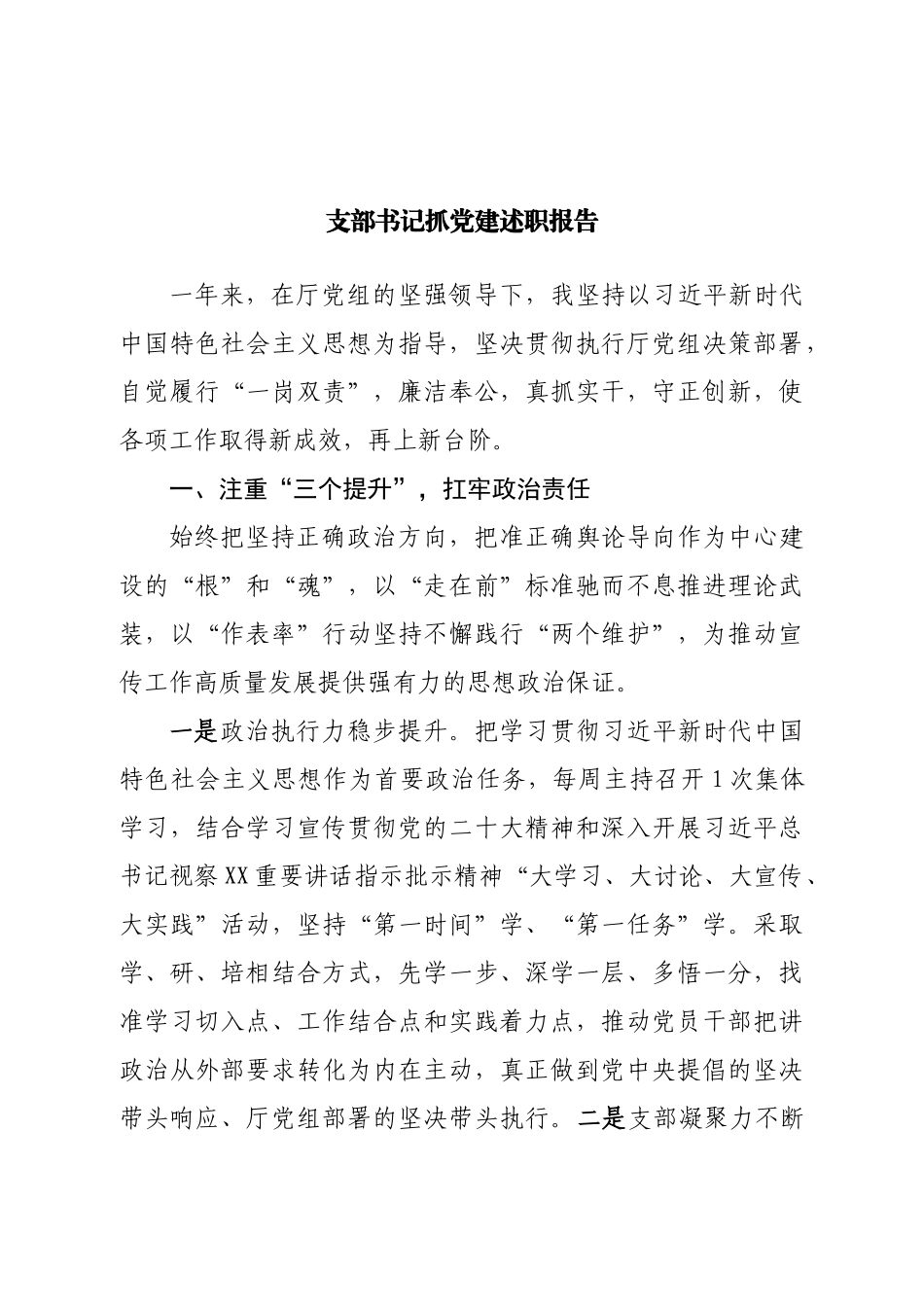 支部书记抓党建述职报告（三）.doc_第1页