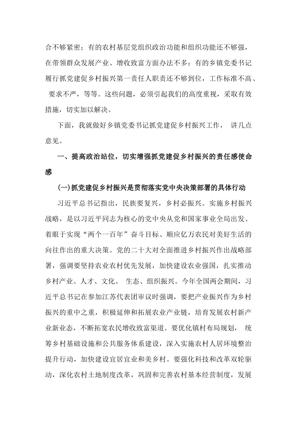 2024年（两篇文）全面抓党建促乡村振兴工作会上的讲话及发言材料.docx_第2页