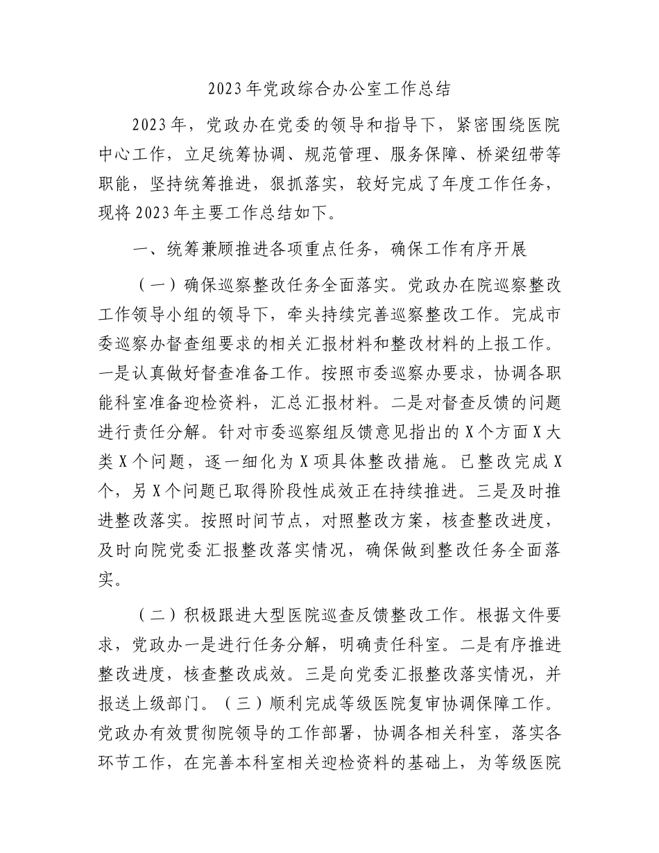 2023年党政综合办公室工作总结.docx_第1页