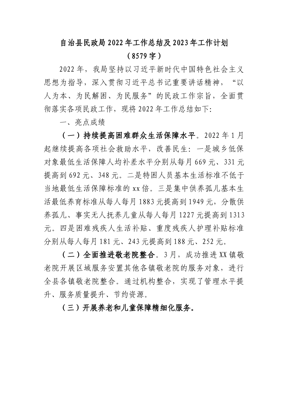 民政局2022年工作总结及2023年工作计划.docx_第1页