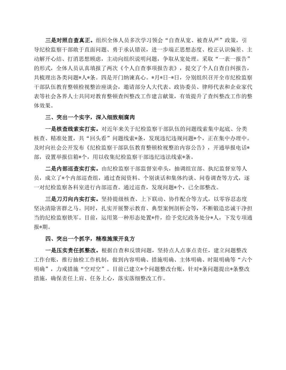 某市纪委监委纪检监察干部队伍检视整改经验总结材料.docx_第2页